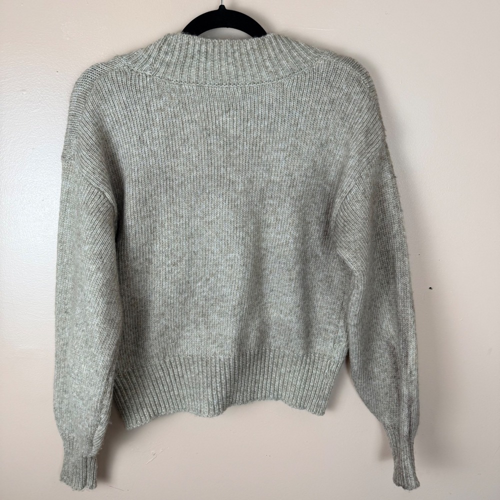 Zenana Womens Oatmeal Marled Knit Button Front Cardigan Sweater Large - Picture 6 of 7